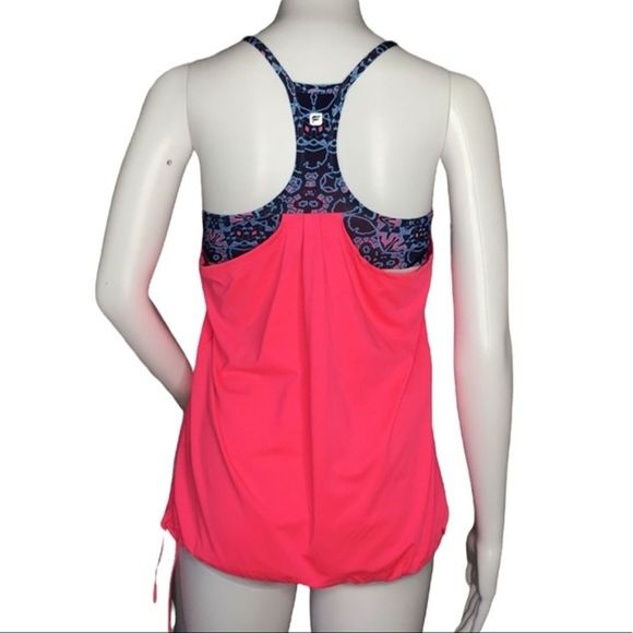 Fabletics Tank Womens XXS Norwalk Pink Blue Racerback 2 in 1 Athleisure Workout - Picture 3 of 7